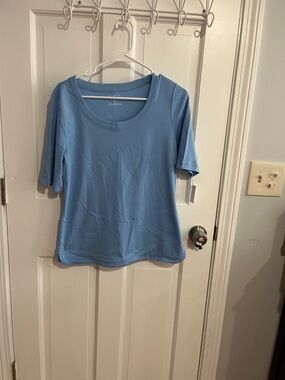 Talbots Sky Blue Scoop Neck Short Sleeve Tee